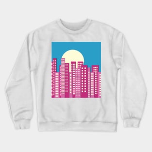 Pink City Skyline Full Moon Night Crewneck Sweatshirt